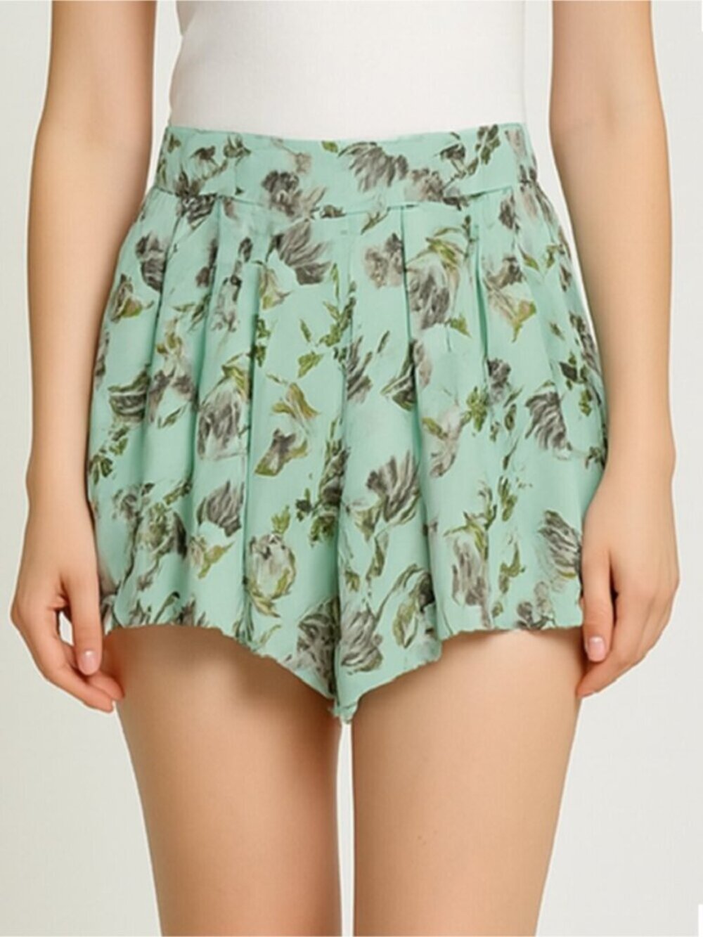 Mint Green Blue Flowy Floral Summer Skort